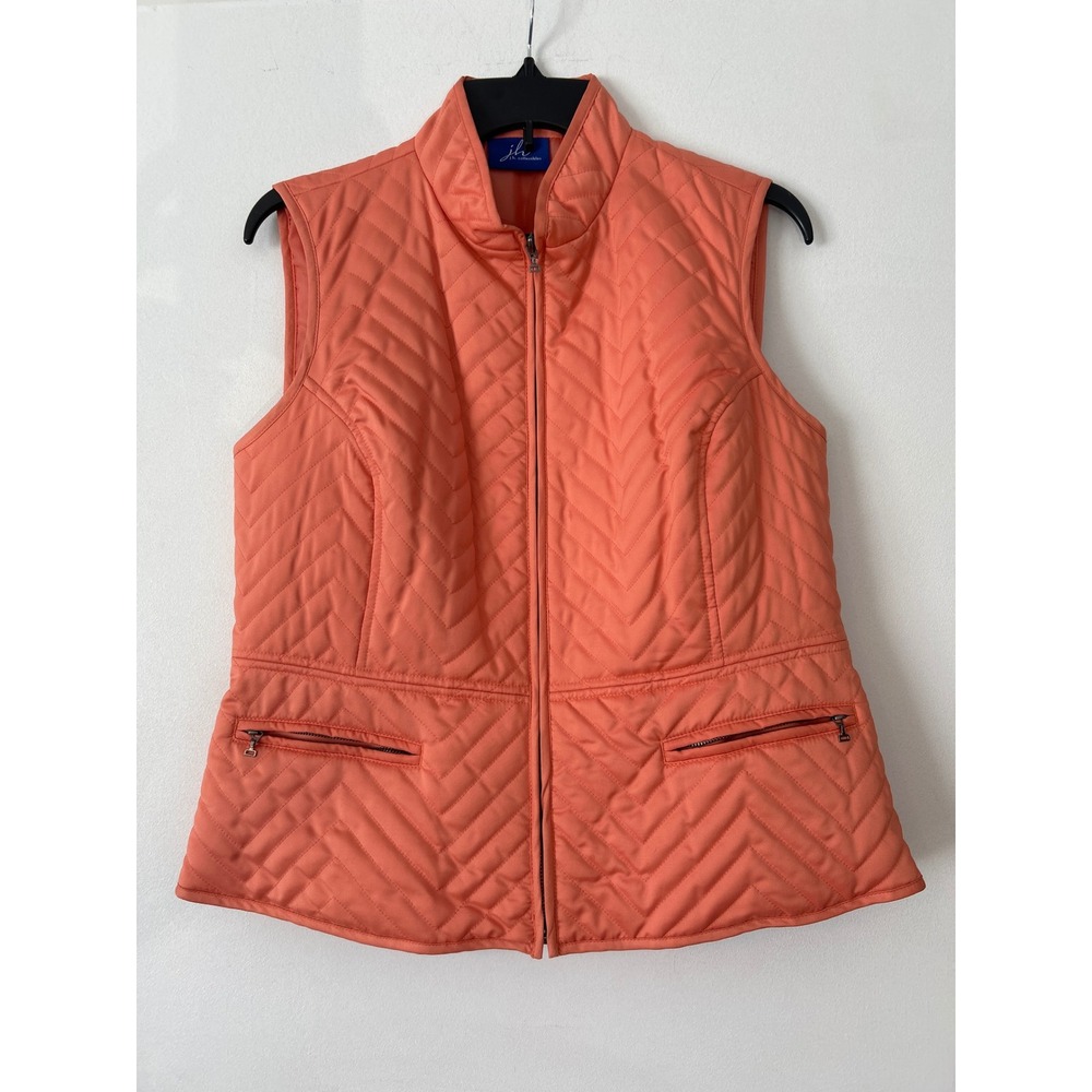 JH Collectibles Women's Quilted‎ Vest Full Zip Sleeveless Coral Large